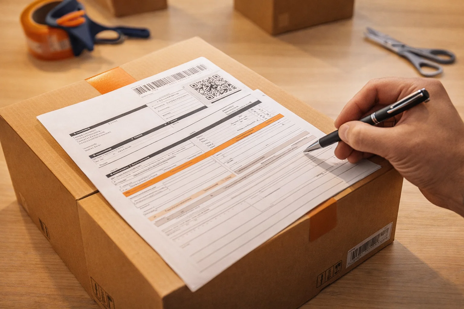 Completing customs shipping documentation for international parcels