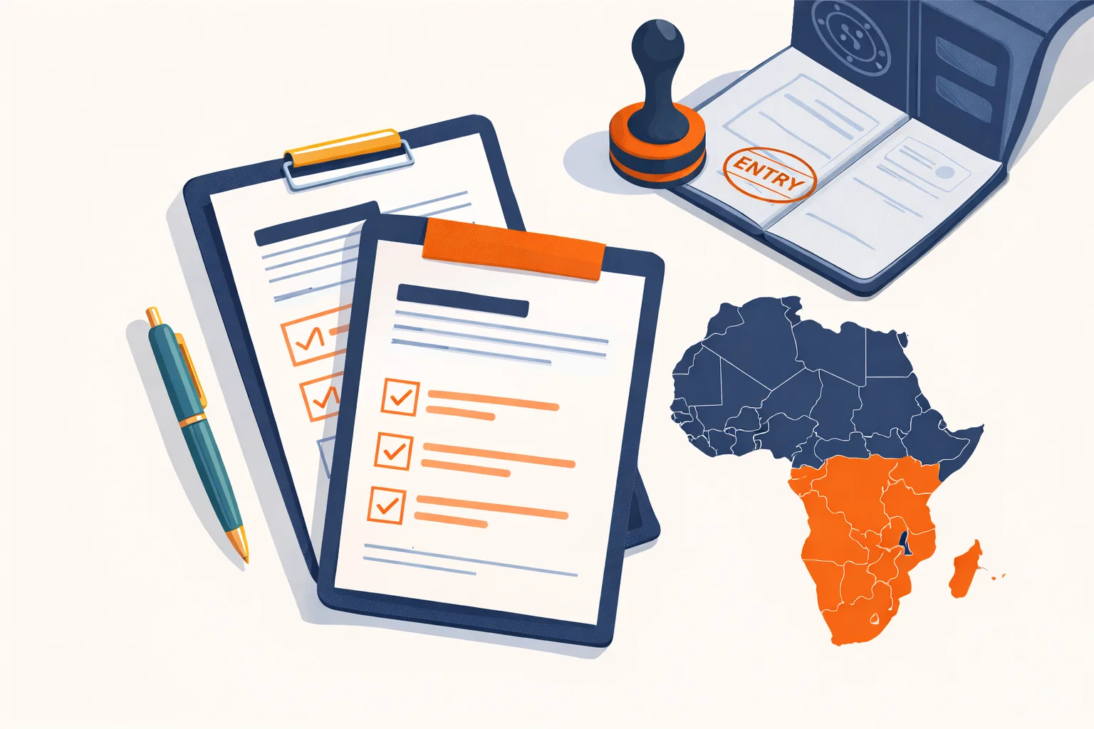 Cross-border customs documentation and SADC region map